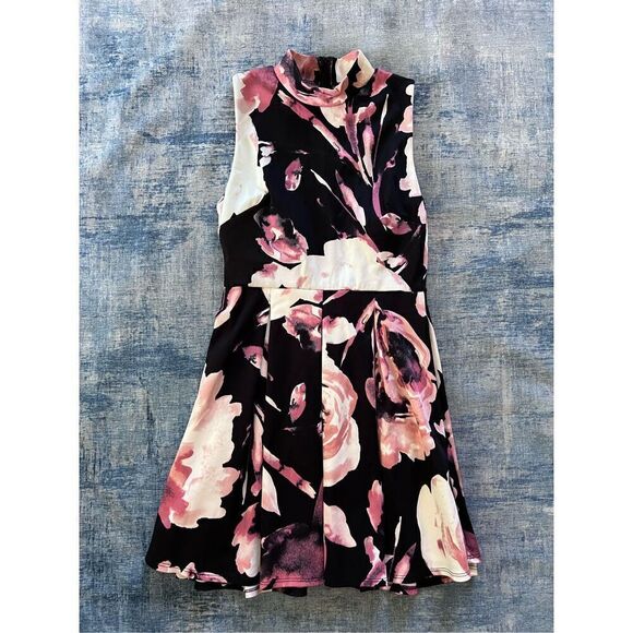 Forever 21 Black Cream Pink High Neckline Sleeveless Mini Dress Large - Picture 7 of 8